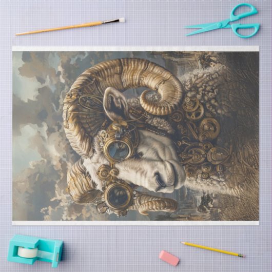 Steampunk Ram Horns Decoupage Seidenpapier (Basteln)