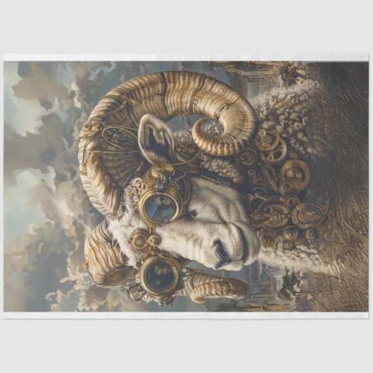 Steampunk Ram Horns Decoupage Seidenpapier (Vorderseite)