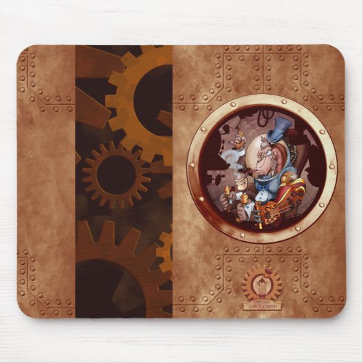 Steampunk Raum-Schimpanse-Mausunterlage Mousepad (Vorne)