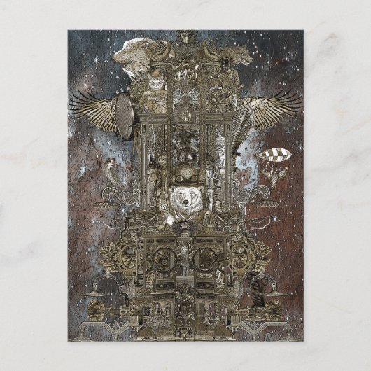 Steampunk-Raumfahrt Postkarte (Vorderseite)