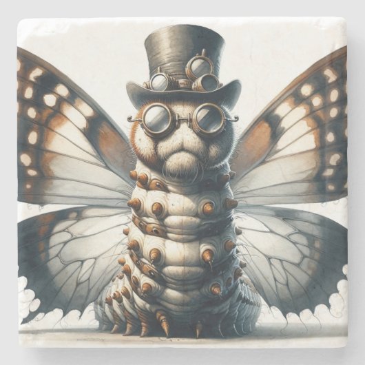 Steampunk Raupe Stone Untersetzer (Vorderseite)