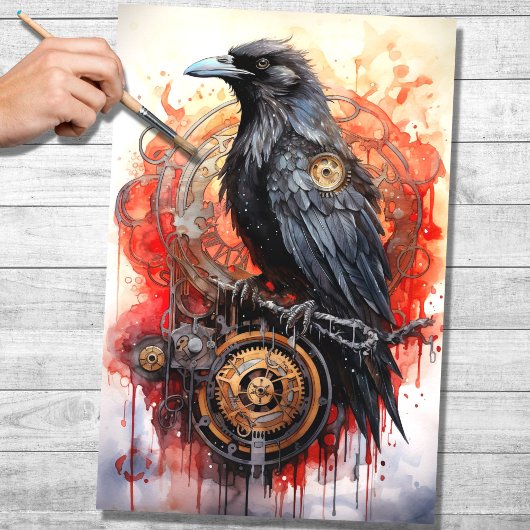 Steampunk Raven 1 Dekoupage Paper Seidenpapier