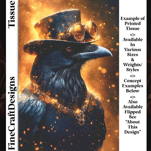 Steampunk Raven Crow, Brandmassen DF4R-Decoupage Seidenpapier