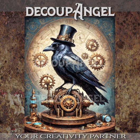 Steampunk Raven Decoupage Seidenpapier