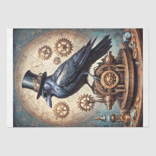 Steampunk Raven Decoupage Seidenpapier (Vorderseite)