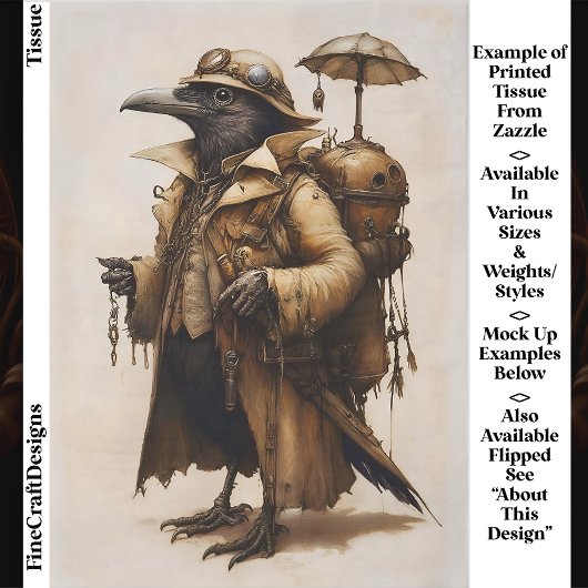 Steampunk Raven Explorer Adventurer EG7L Decoupage Seidenpapier