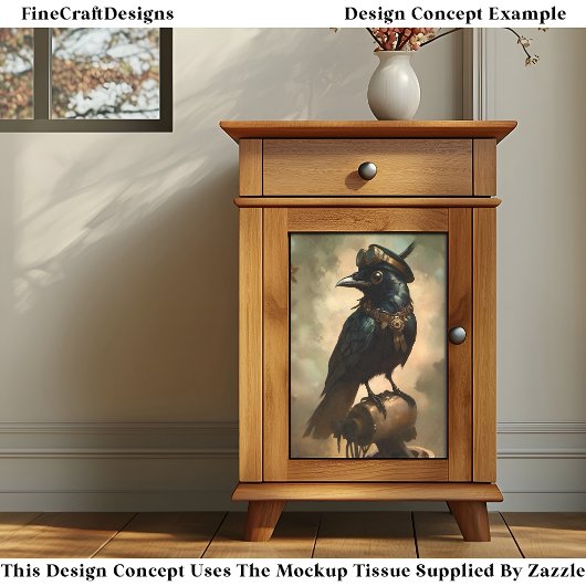 Steampunk Raven, Goggles & Collar BQ8 Decoupage Seidenpapier
