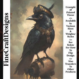 Steampunk Raven, Goggles & Collar BQ9 Decoupage Seidenpapier