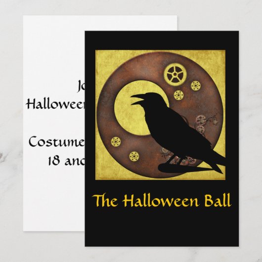 Steampunk Raven Halloween Einladung (Vorne/Hinten)