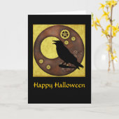 Steampunk Raven Halloween Grußkarte Karte (Gelbe Blume)