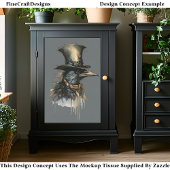 Steampunk Raven in Top Hat & Collar CV4 Decoupage Seidenpapier