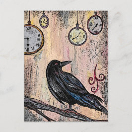 Steampunk Raven mit Uhren Postkarte