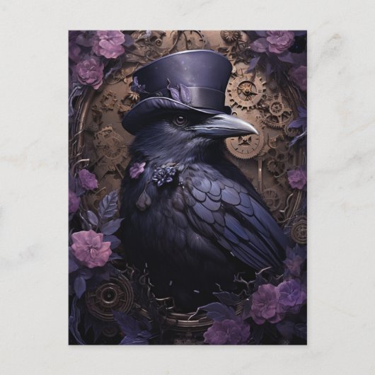 Steampunk Raven Postkarte (Vorderseite)