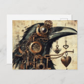 Steampunk Raven Postkarte (Vorne/Hinten)