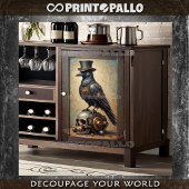 Steampunk raven with top hat and skull -  seidenpapier