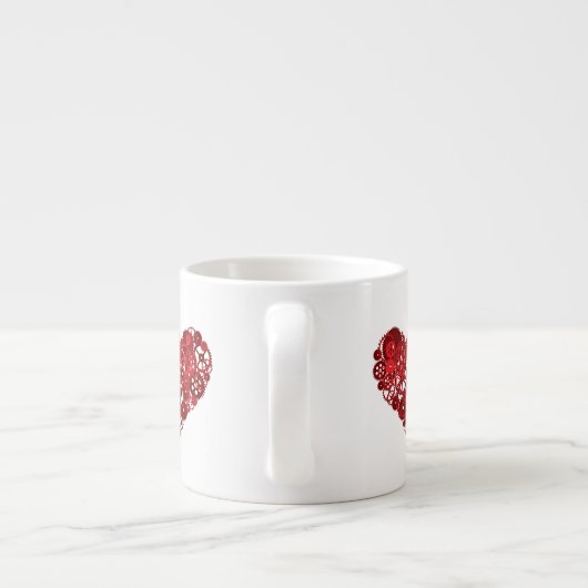 Steampunk Red Gears Heart Espressotasse (Rückseite)