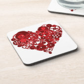 Steampunk Red Gears Heart Untersetzer (Linke Seite)