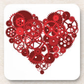 Steampunk Red Gears Heart Untersetzer (Vorderseite)