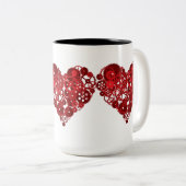 Steampunk Red Gears Heart Zweifarbige Tasse (VorderseiteRechts)