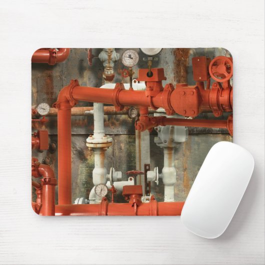 Steampunk - Red pipe headache Mousepad (Mit Mouse)