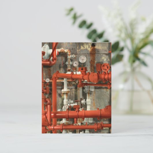 Steampunk - Red pipe headache Postkarte (Stehend Vorderseite)