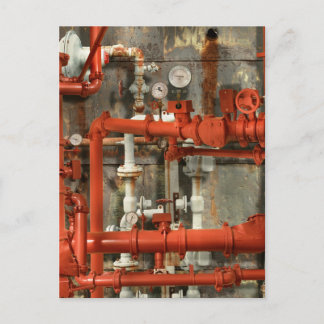 Steampunk - Red pipe headache Postkarte
