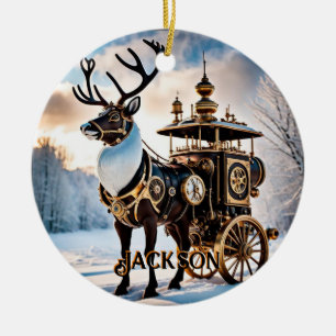 Steampunk Reindeer Keramik Ornament