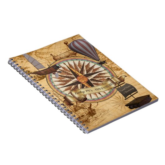 Steampunk Reise-Antiken-Karten-Kompass-Abenteuer Notizblock (Rechte Seite)