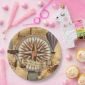 Steampunk Reise-Antiken-Karten-Kompass-Abenteuer Pappteller (Party)