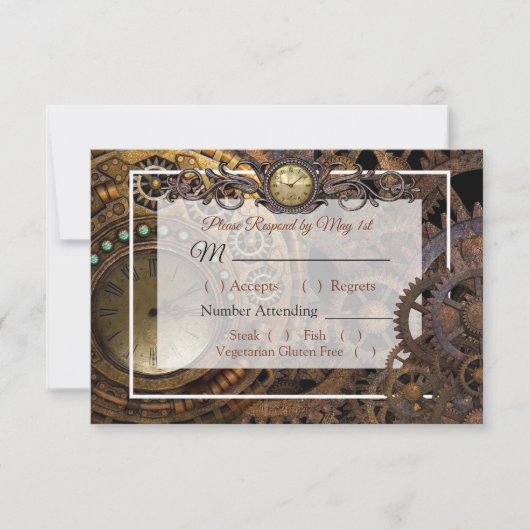 Steampunk Renaissance Wedding RSVP-Karte RSVP Karte (Vorderseite)