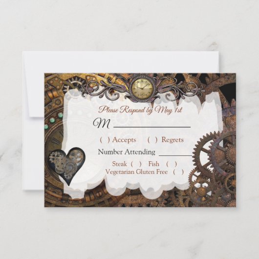 Steampunk Renaissance Wedding RSVP-Karte RSVP Karte (Vorderseite)