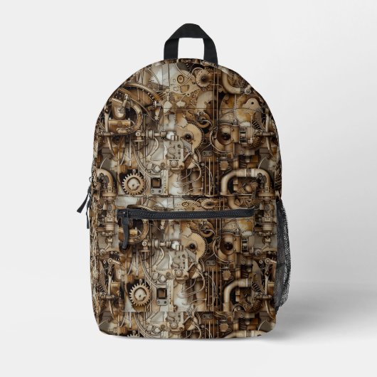 Steampunk Retro Cogwheels Bedruckter Rucksack (Vorderseite)