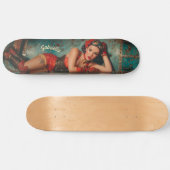 Steampunk-Retro-futuristische Pinup-Mädchen-Malere Skateboard (Horizontal)