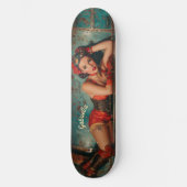Steampunk-Retro-futuristische Pinup-Mädchen-Malere Skateboard (Vorderseite)