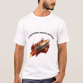 Steampunk Retro Moon Rocket T-Shirt (Vorderseite)