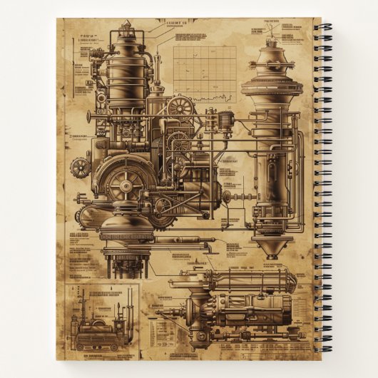 Steampunk Retro Notizblock (Rückseite)