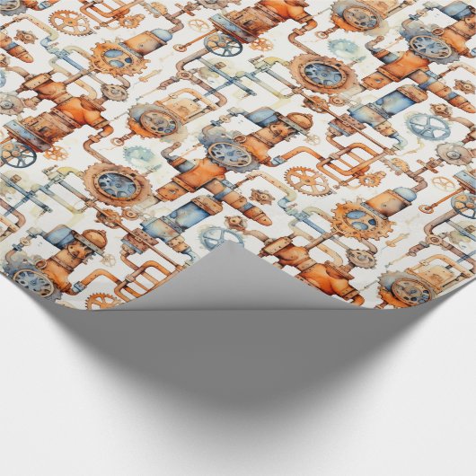 Steampunk Retro Vintag Geschenkpapier (Ecke)
