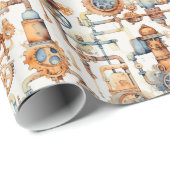 Steampunk Retro Vintag Geschenkpapier (Rolleneckpunkt)