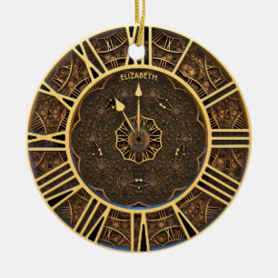 Steampunk Retro Vintage rostige Art Déco Uhr Keramik Ornament