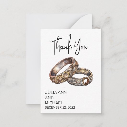 Steampunk Rings Wedding Danke Minimalistisch Mitteilungskarte (Vorderseite)