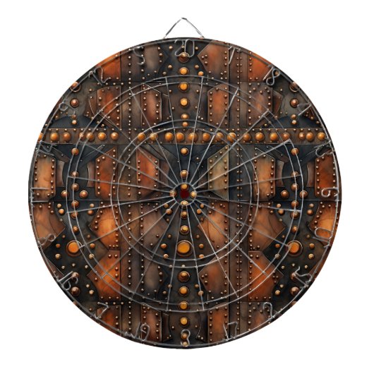 Steampunk Riveted Metal Dartboard Dartscheibe (vorne)