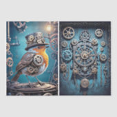 Steampunk Robin: Flügel - Decoupage - Seidenpapier (Vorderseite)