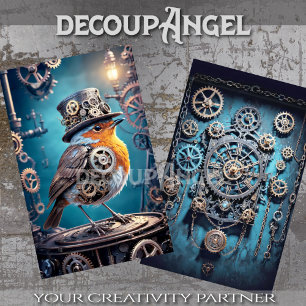 Steampunk Robin: Flügel - Decoupage - Seidenpapier