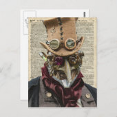 Steampunk Robot Collage über alte Wörterbuchseiten Postkarte (Vorne/Hinten)