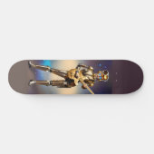 Steampunk Robot Girl mit Gitarre Skateboard (Horizontal)
