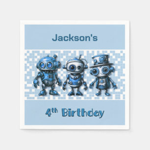 Steampunk Robot Thema 4. Geburtstag Party Serviette