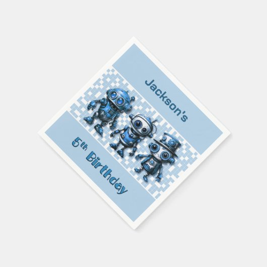 Steampunk Robot Thema 5th Birthday Party Serviette (Ecke)
