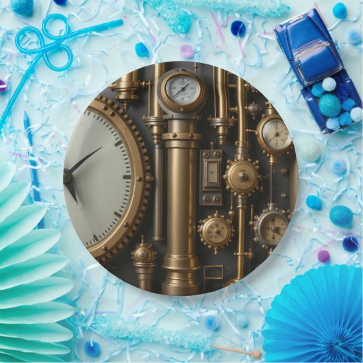 Steampunk-Rohre und -Teller Pappteller (Party)