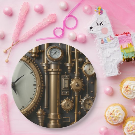 Steampunk-Rohre und -Teller Pappteller (Party)