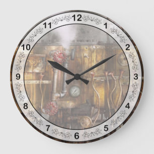 Steampunk - Rohrleitungen - Destillationsapparat Große Wanduhr